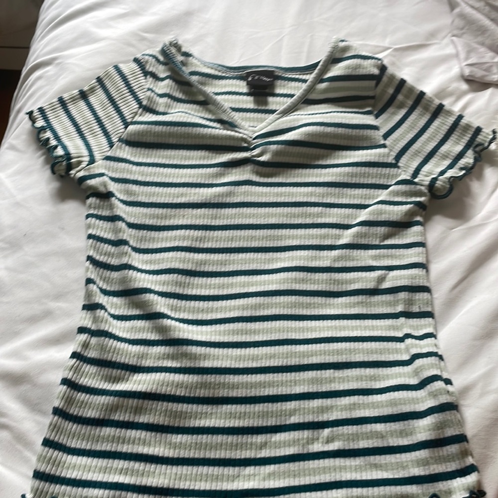 Art Class Girls Green Striped T-Shirt